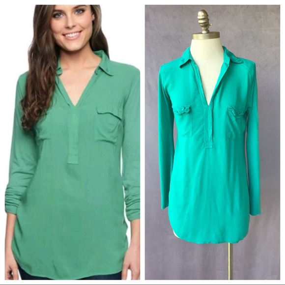 Splendid Tops - Splendid 3/4 Sleeve Contrasting Material Henley S Splendid Tops - Splendid 3/4 Sleeve Contrasting Material Henley S
